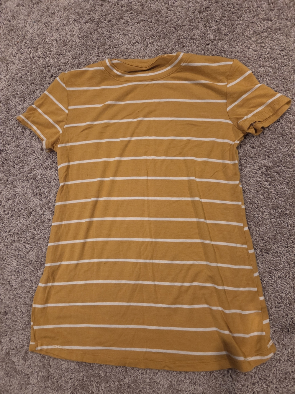 24/7 Maurices Mustard and White Striped Short Sleeve Tee